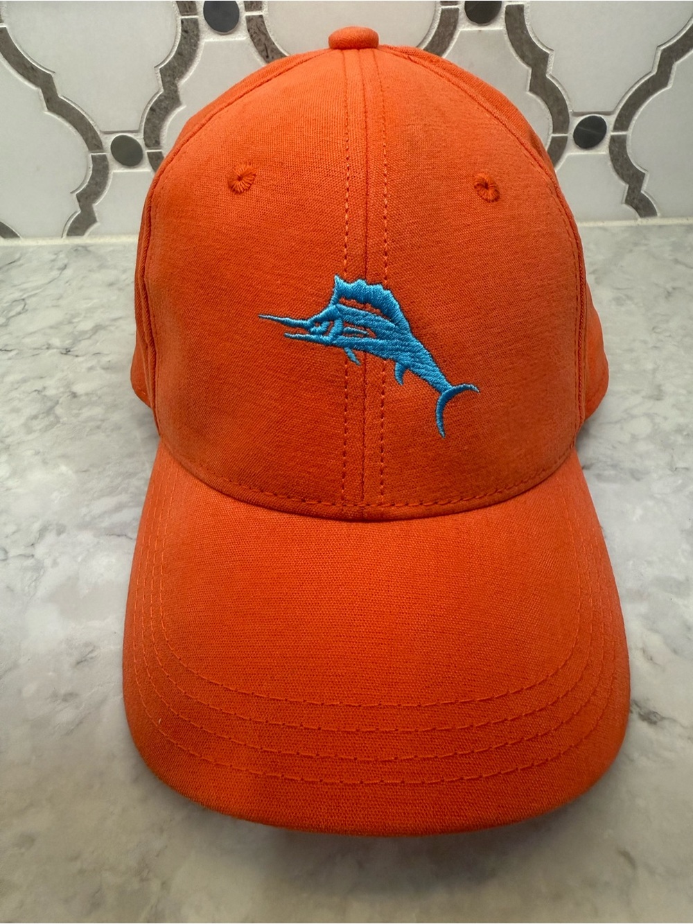 Tommy Bahama Bright Orange Baseball Cap with Blue Logo